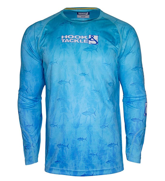 UV|UPF Sun Protection T-Shirt - Men's Tuna Texture L/S UV Fishing Shir Hook & Tackle